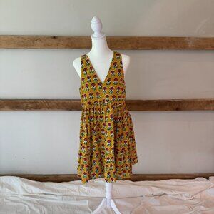 Summer Babydoll Floral Dress Yellow And Red